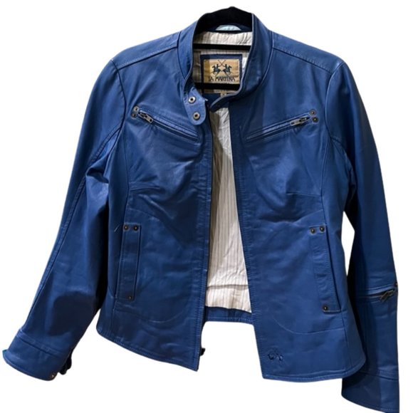 LA MARTINA ARGENTINA CUSTOM MADE BLUE LEATHER JACKET - Picture 6 of 12